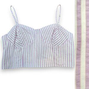 $80 NEW Anthropologie Striped Cropped Bustier Tank Top Lavender Purple Medium